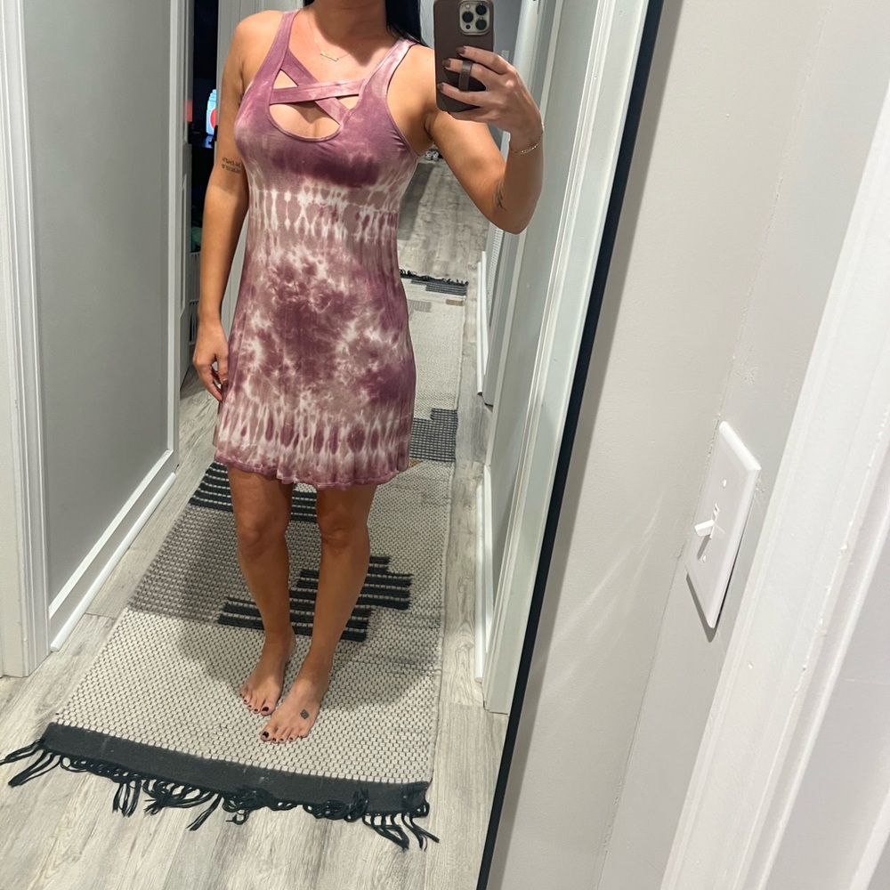 American Eagle Outfitters Purple Tie-Dye Mini Dress